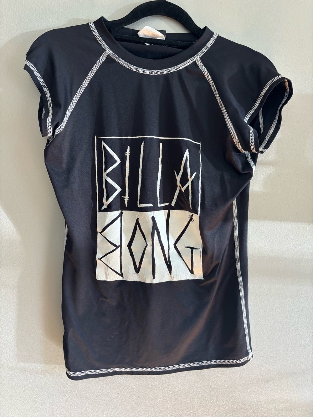 Billabong Black Short Sleeve Rashguard with White Logo Panel
